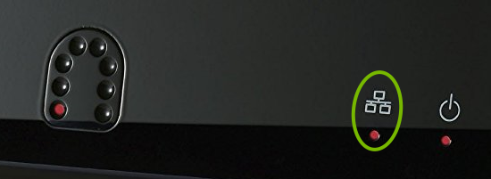 Network light highlighted on front of Slingbox.