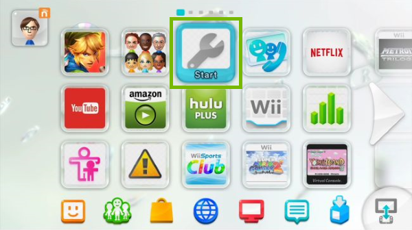 System highlighted on Wii U main screen.