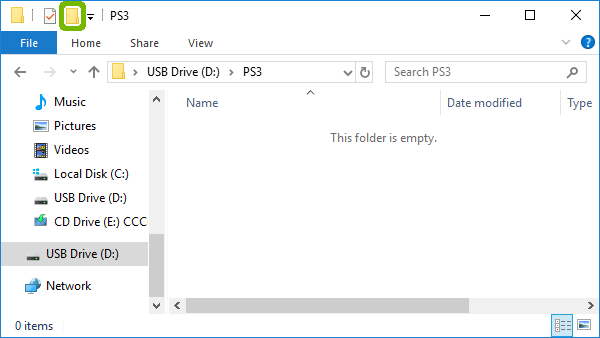 Create new folder button highlighted.