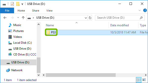 PS3 Folder highlighted.