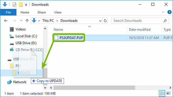 Dragging file into folder.