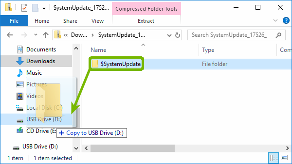Copying Folder to USB drive.