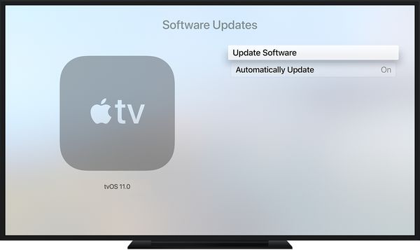 Apple TV update menu.