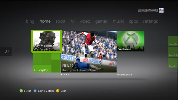 Game tile highlighted.