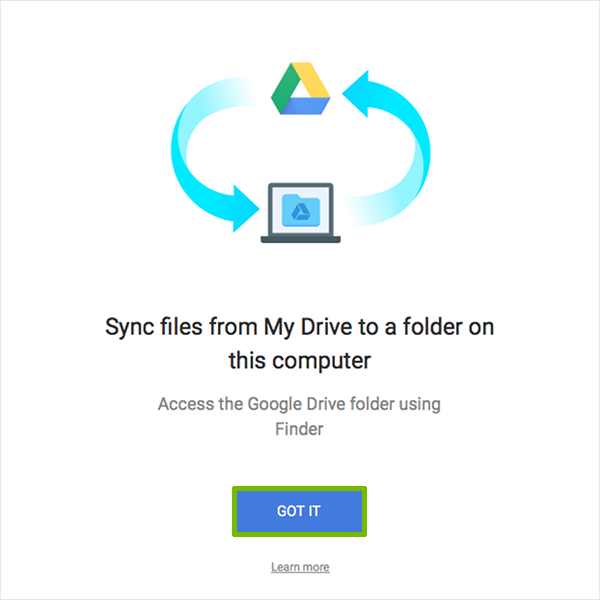 Sync folder introduction with Got It highlighted.