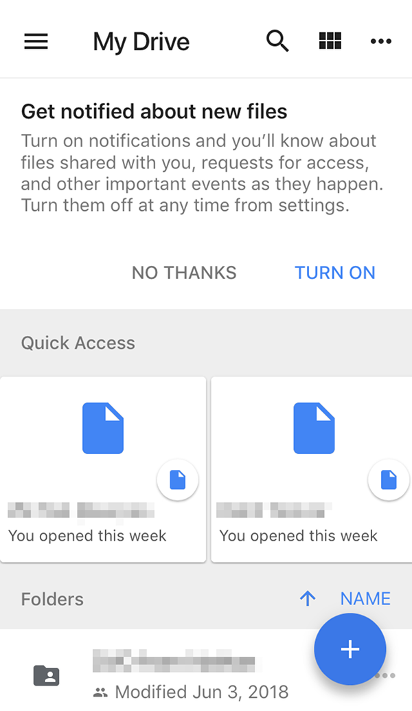 Google Drive main page.