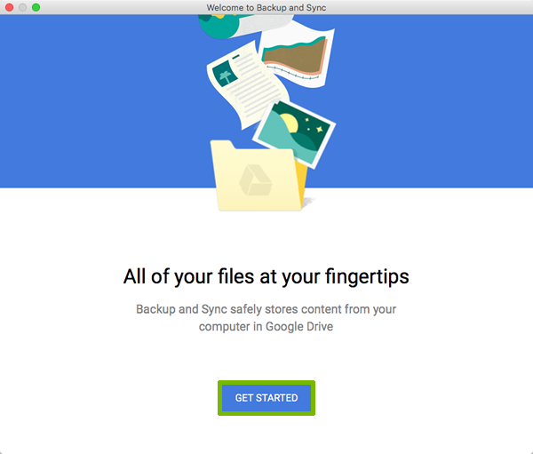 Welcome screen with Get Started highlighted.