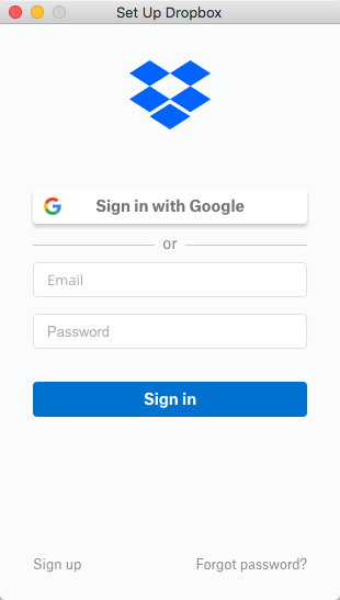 Dropbox Sign In.