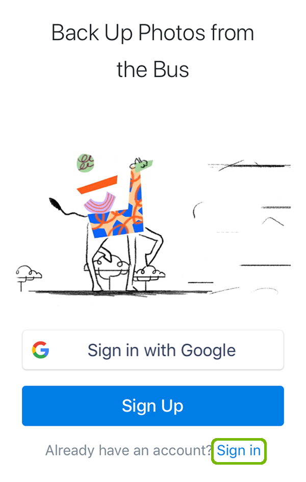 Sign-in options with Sign in highlighted.