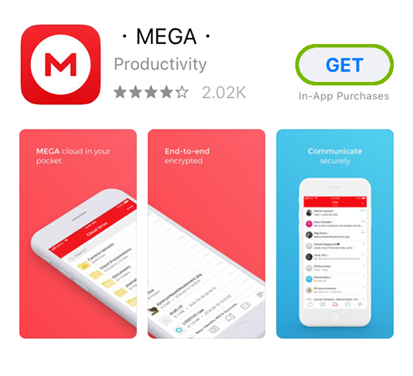 Mega app store page with Get highlighted.