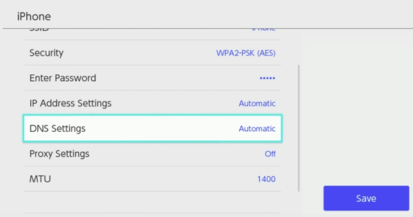 Nintendo switch dns settings set to automatic