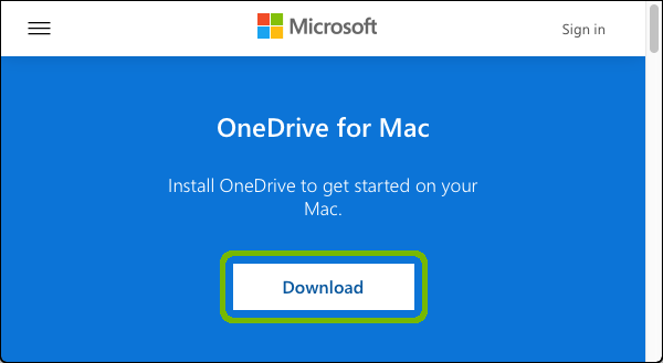 OneDrive download page with Download button highlighted.