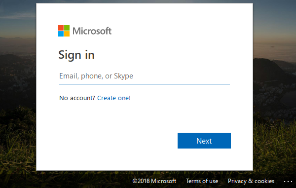 Microsoft sign-in.