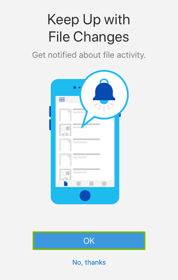 Notifications request with OK highlighted.