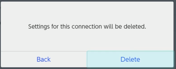 Nintendo switch delete internet settings confirmation