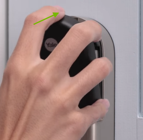 Battery cover replacement step annotated.