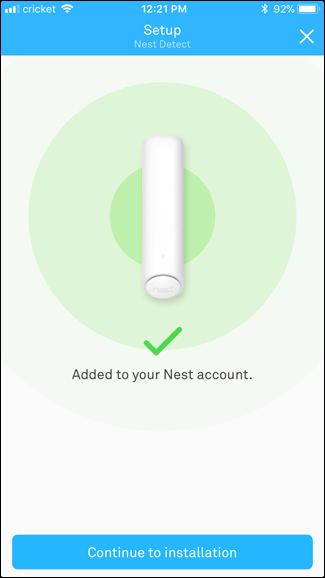 Nest Detect sensor added to app