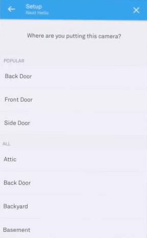Camera location selection.