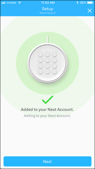 Nest Secure connected to Wifi