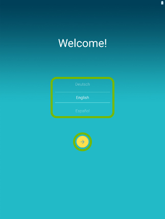 Language selection and Next option highlighted in Android setup.