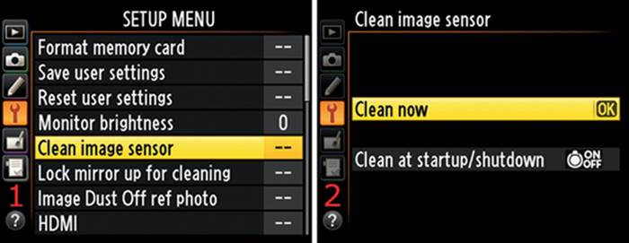 Camera sensor cleaning feature.