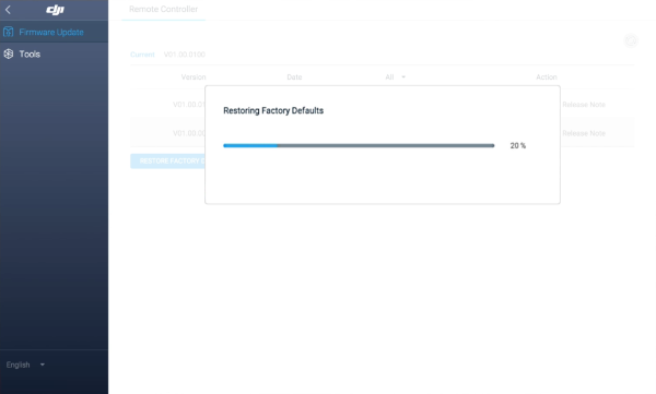 Factory reset process.