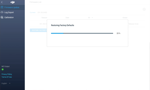 Factory reset process.