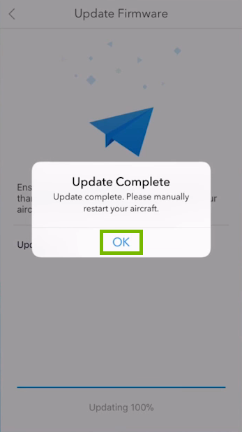 OK highlighted on update complete prompt.