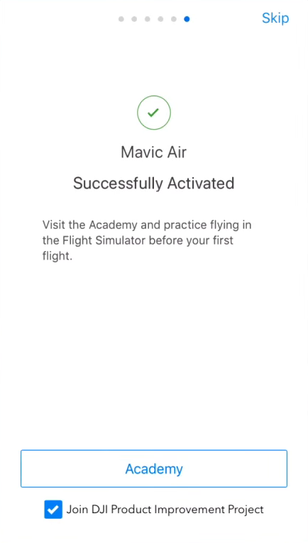 Drone activation confirmation screen.