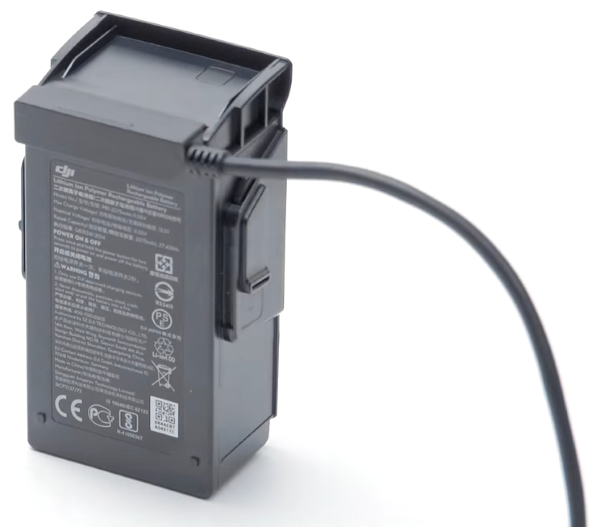 Charging cable connected to battery.