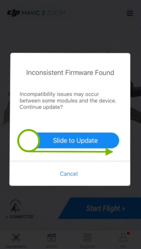 Slider highlighted and sliding direction pointed out.