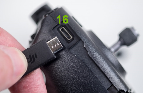 Charging port on Mavic Air remote control.