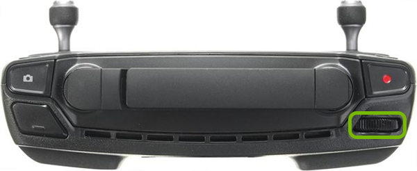 Gimbal dial highlighted on front of remote control.