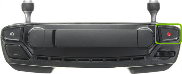 Record button highlighted on front of remote control.