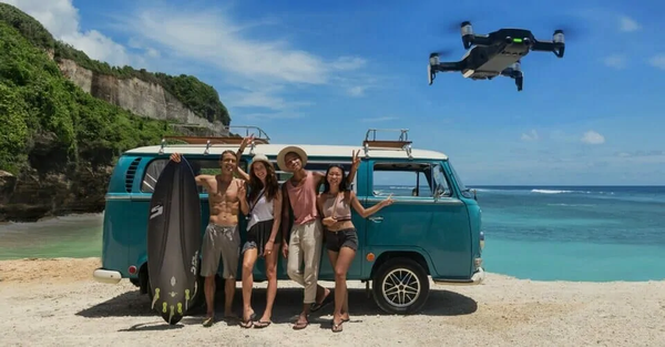 Group selfie taken by Mavic Air drone.