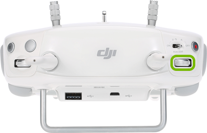 Gimbal dial highlighted on front of remote control.