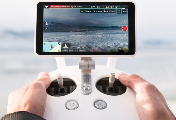 DJI Phantom 4 remote control with display.