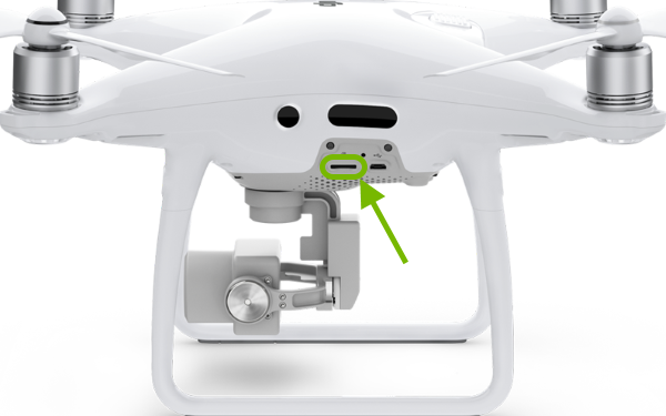 microSD card slot pointed out on side of drone.