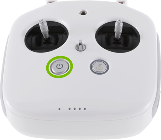 Power button highlighted on remote control.