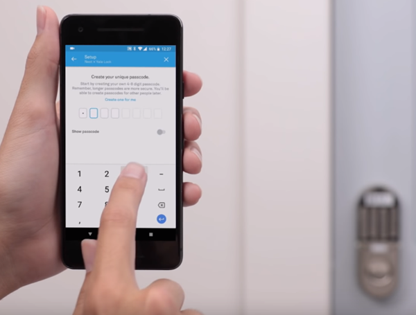 Creating a passcode in the app.