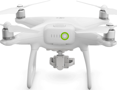 Power button highlighted on back of drone.