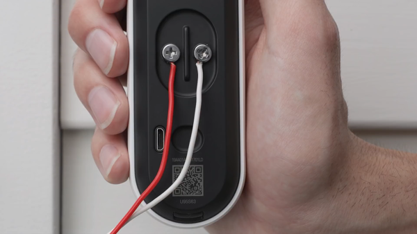 Wires attached and pointed down.