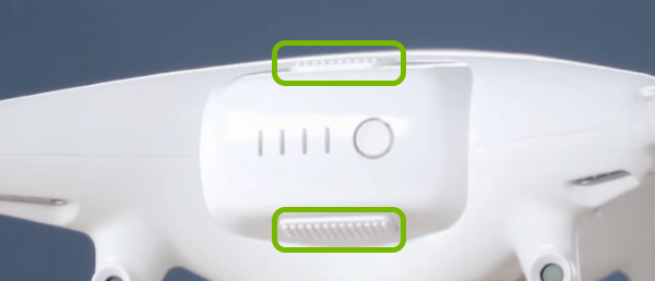 Buckles highlighted on DJI Phantom 4 battery.