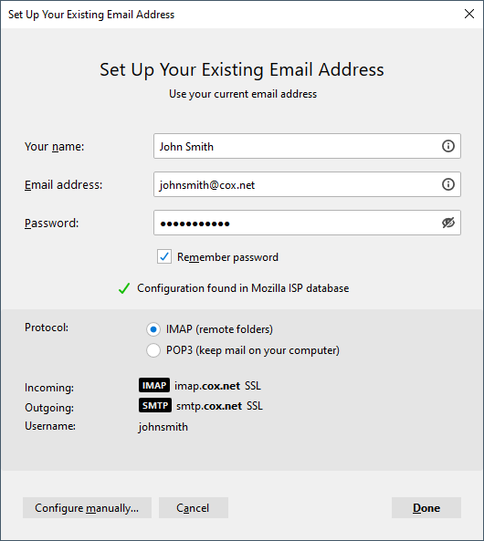 Email setup screenshot