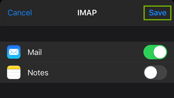 New account screen highlighting the save button.