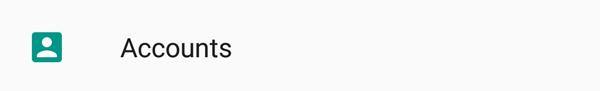 Android settings highlighting the accounts option.