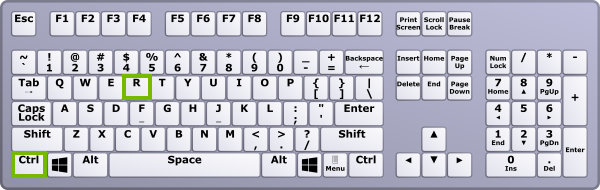 Keyboard highlighting the CTRL and R keys.