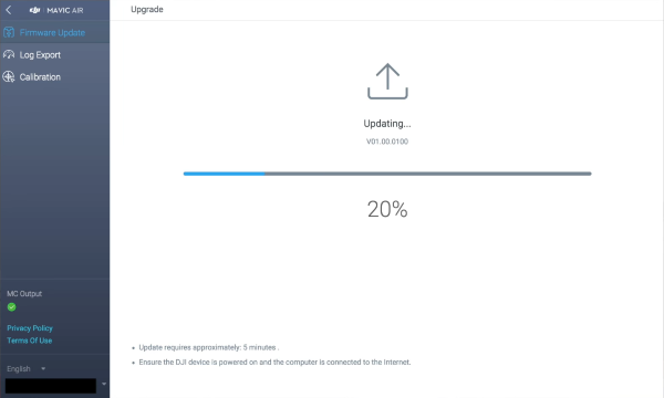 Remote control update in progress.