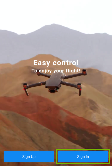 Sign In button highlighted in mobile app.