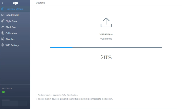 Drone battery update in progress.